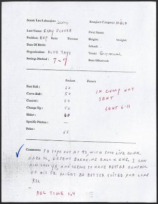 Gary Glover scouting report, 2000
