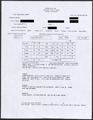 Danny Graves scouting report, 1994 February 04
