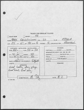 Mark Grudzielanek scouting report, 1995 August 02