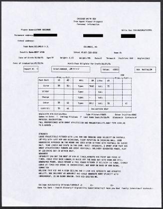 Luther Hackman scouting report, 1994 April 26