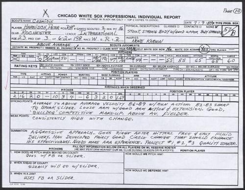 Pete Harnisch scouting report, 1989 July 09