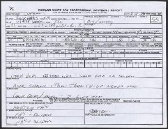 Reggie Harris scouting report, 1989 June 18