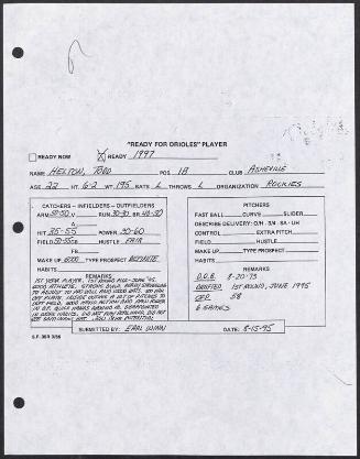 Todd Helton scouting report, 1995 August 15