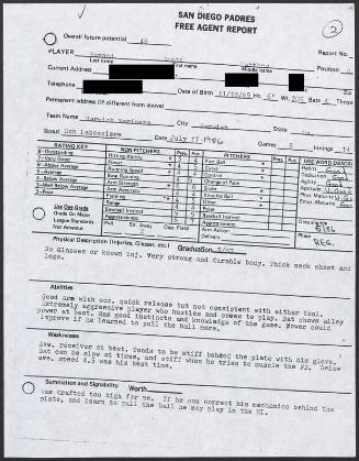 Scott Hemond scouting report, 1986 July 17
