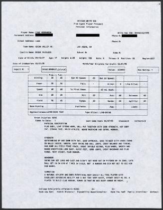 Chad Hermansen scouting report, 1995 April 07