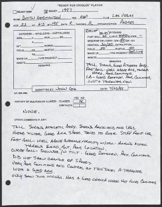 Dustin Hermanson scouting report, 1995 July 23