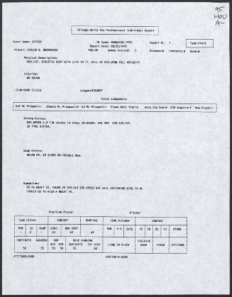 Carlos Hernandez scouting report, 1995 August 20