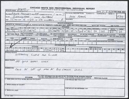 Roberto Hernandez scouting report, 1990 July 09