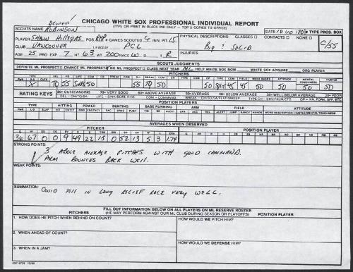 Shawn Hillegas scouting report, 1990 October 10