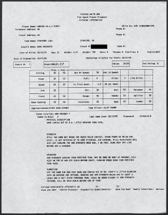 A.J. Hinch scouting report, 1995 February 19
