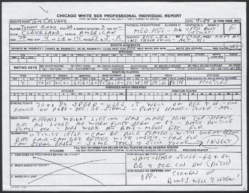 Tommy Hinzo scouting report, 1989 September