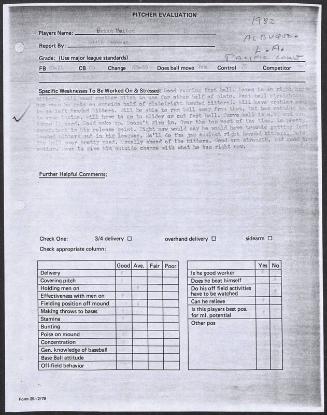 Brian Holton scouting report, 1982