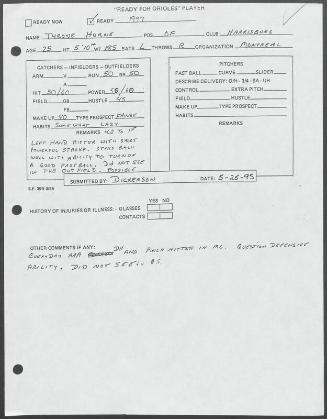 Tyrone Horne scouting report, 1995 May 25