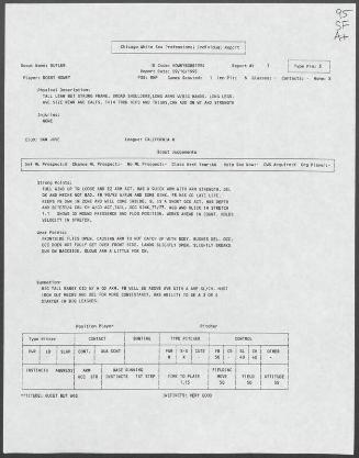 Bob Howry scouting report, 1995 September 10