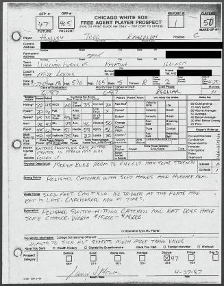 Todd Hundley scouting report, 1987 April 27