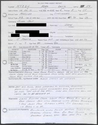 Adam Hyzdu scouting report, 1990 March 22