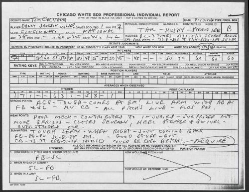 Danny Jackson scouting report, 1990 September 17