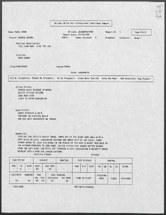 Marcus Jensen scouting report, 1995 July 13