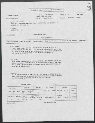 Derek Jeter scouting report, 1995 July 25