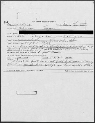 Lamar Johnson scouting report, 1968 May 25