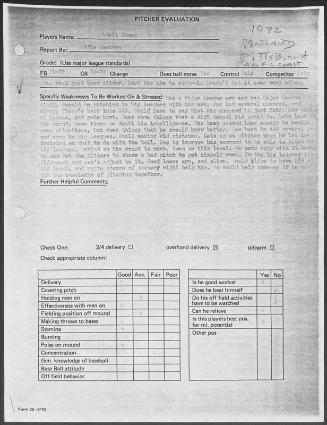 Odell Jones scouting report, 1982