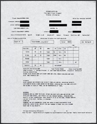 Ray King scouting report, 1995 April 09
