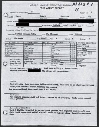 Chris Knapp scouting report, 1975 April 18