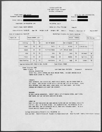 Mark Kotsay scouting report, 1996 February 18