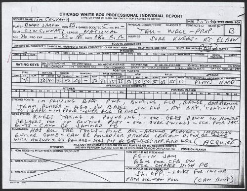 Barry Larkin scouting report, 1990 September 17