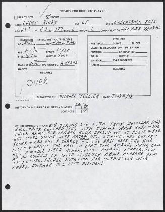 Ricky LedÃ©e scouting report, 1995 July 16