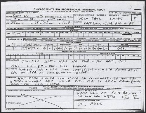 Terry Lee scouting report, 1990 September 17
