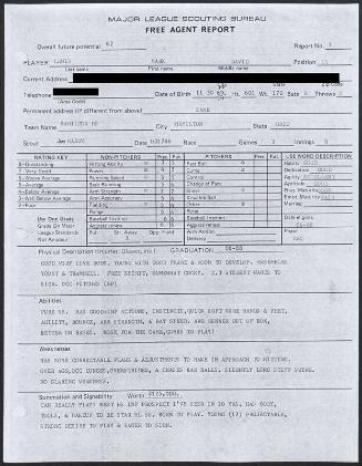 Mark Lewis scouting report, 1988 March 17