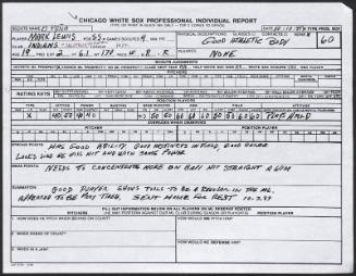Mark Lewis scouting report, 1989 October 10
