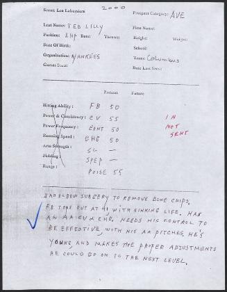 Ted Lilly scouting report, 2000