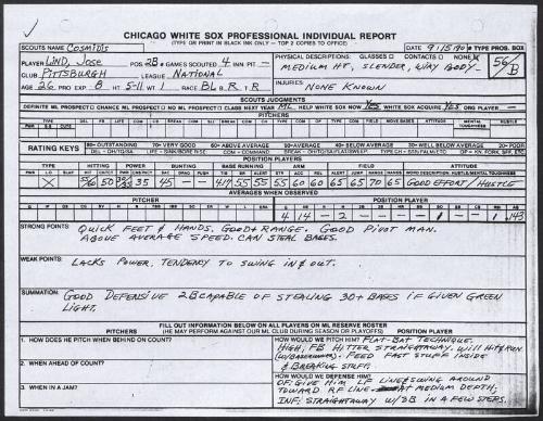 Jose Lind scouting report, 1990 September 15
