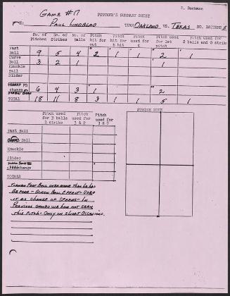 Paul Lindblad scouting report, 1976 September 18