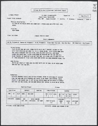 Rich Loiselle scouting report, 1995 June 21