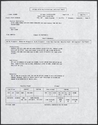Rich Loiselle scouting report, 1995 June 20