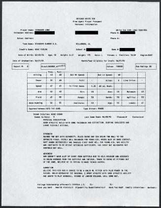 Terrence Long scouting report, 1994 April 20
