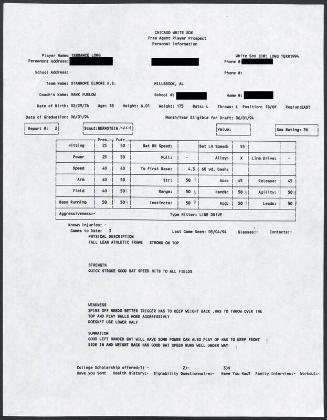 Terrence Long scouting report, 1994 May 04