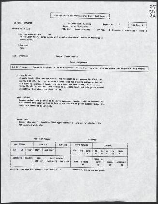 Sean Lowe scouting report, 1995 July 02