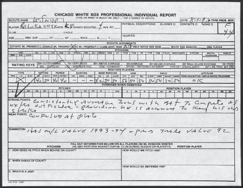 Rob Lukachyk scouting report, 1990 August 30