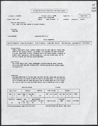 Scott Lydy scouting report, 1995 June 28