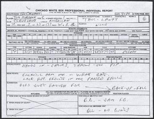Tom Magrann scouting report, 1989 September