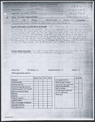 Ron Mathis scouting report, 1982