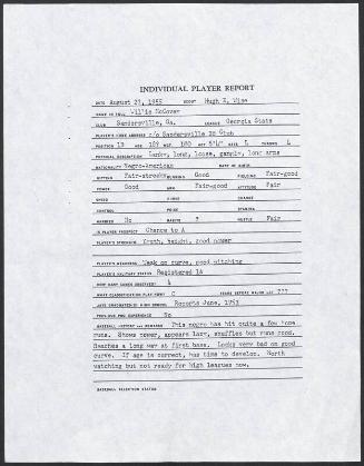 Willie McCovey scouting report, 1955 August 27