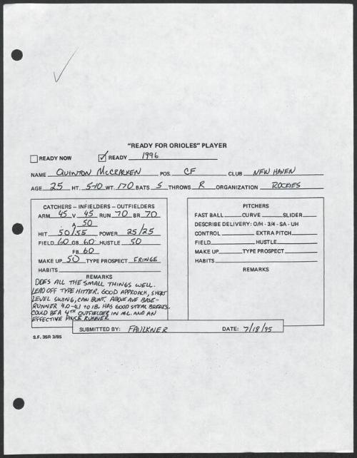 Quinton McCracken scouting report, 1995 July 18