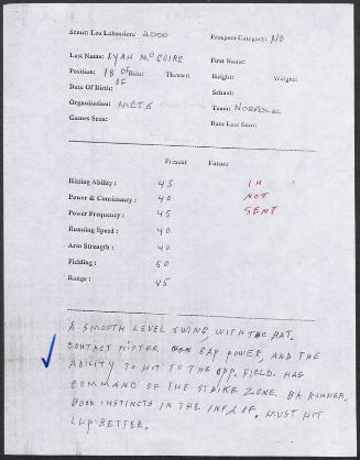 Ryan McGuire scouting report, 2000