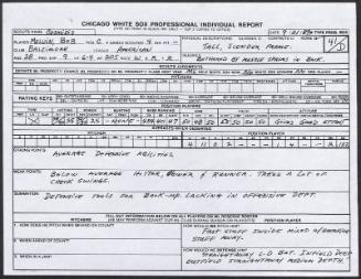 Bob Melvin scouting report, 1989 September 21