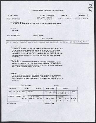 Travis Miller scouting report, 1995 July 05